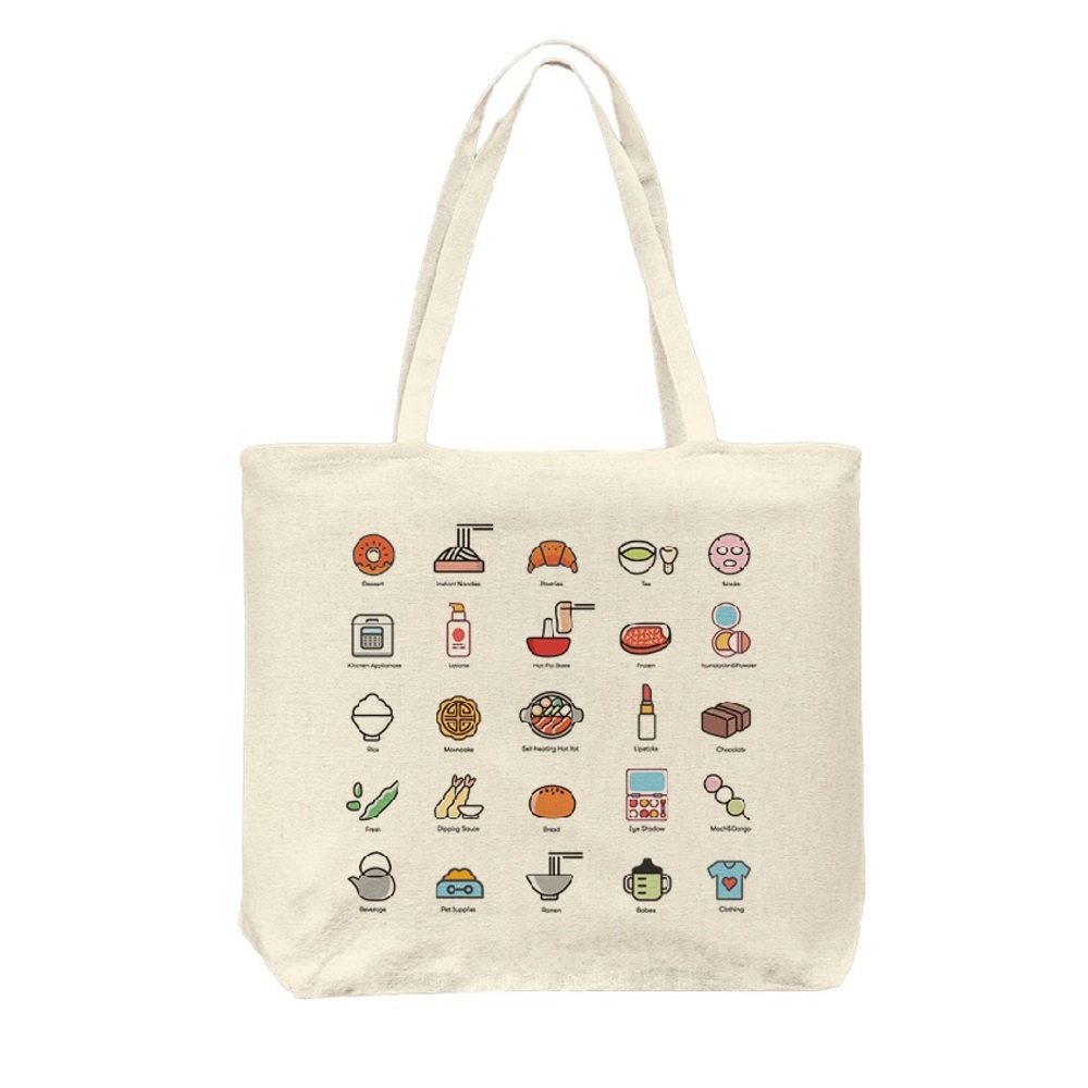 Graphic Tote Bag with Fun Icons